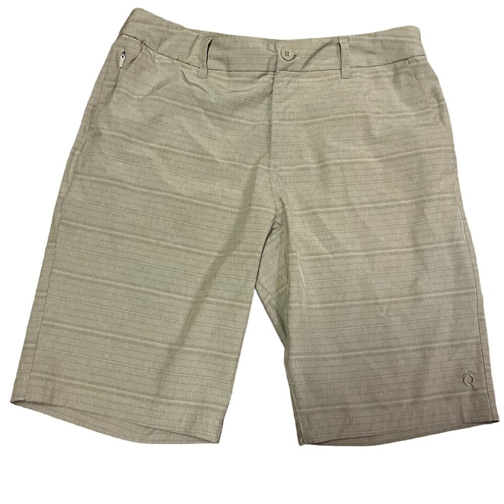 Hang Ten Hybrid Amphibian Shorts Sz 32 Tan Quick Dry 4 way Stretch Summer Mens